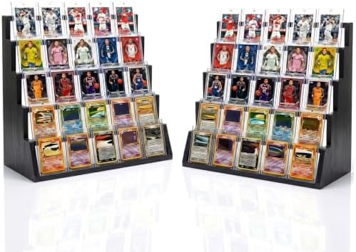 5 Tier Wooden Card Display Stand Holds 20-25 PSA BGS SGC Graded Sports Card by Unknown