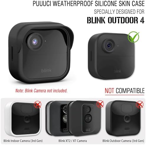 Silicone Skin Case/Cover for Blink Outdoor 4 (4th Gen)/2K+ - Weatherproof Silicone Case with Brim for Full Camera Protection, Blink Outdoor 4/2K Smart Security Camera Accessories (Black, 5 P) - Image 2