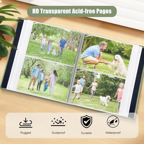 200-Pocket Photo Album 4x6 - Slip-In Picture Album with Linen Cover & Display Window, Vertical Photo Book for Wedding, Family, Baby, Anniversary & Vacation Memories (Holds 200 Photos) - Image 4
