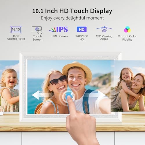 Uhale 10.1 Inch Digital Picture Frame 32GB Momery White WiFi Electronic Photo Frame IPS HD Touch Screen Display Share Photos/Videos Instantly Anywhere Gifts for Mom Dad Grandparents - Image 4