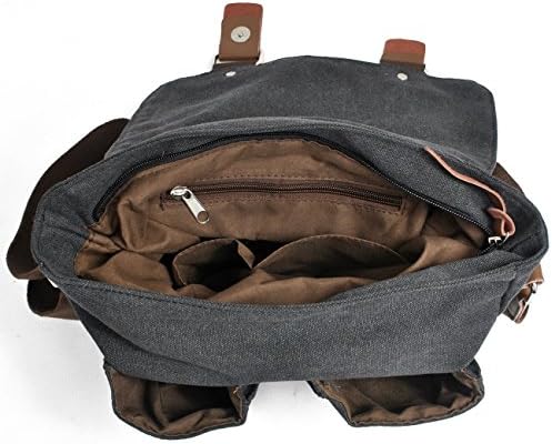Waterproof Camera bag/Case, Vintage Canvase Leather Trim DSLR SLR Camera Shoulder Messenger Sling bag for for Nikon, Canon, Sony, Pentax, Olympus Panasonic, Samsung & Many More - Image 5