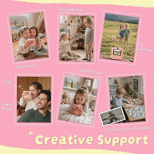 Kids Instant Print Camera, Zero-Ink Thermal Printing with 4 Paper Rolls - Image 5