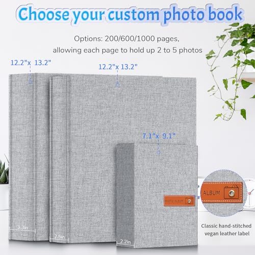 Popotop 4x6 Photo Album 1000 Pictures, Linen Hardcover, Reinforced Spine - Image 3
