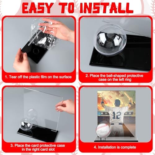 DoubleFill Acrylic Display Case Ball Cards,Black,Large,Baseball - Image 6