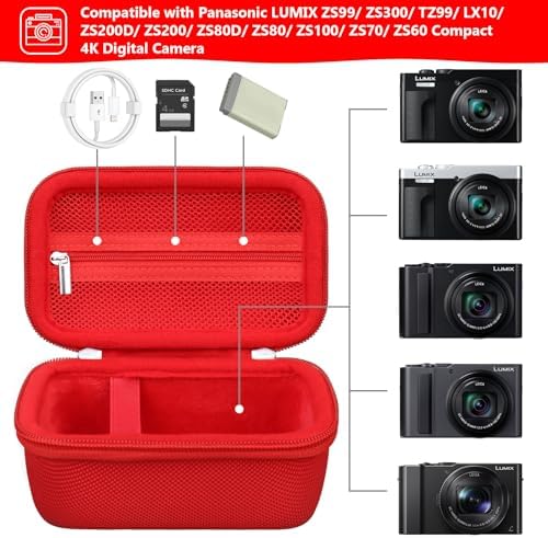 Camera Case for Panasonic LUMIX ZS99 / ZS300 Digital Camera, Red - Image 2