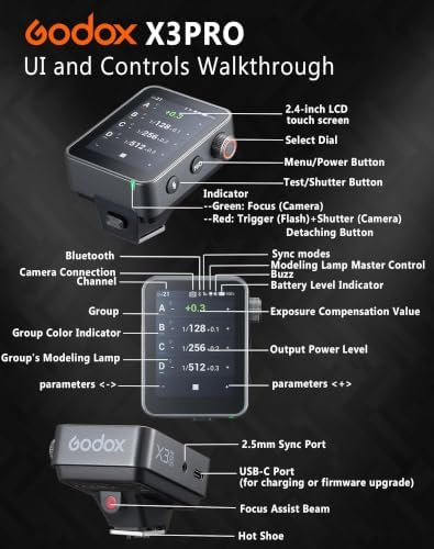 GODOX X3 PRO S with Screen Protector X3PRO S TTL Wireless Flash Trigger for Sony with Bluetooth Integration & APP Control Touch Screen 2.4GHz Wireless X System Pro Shooting Modes Shutter Control - Image 5