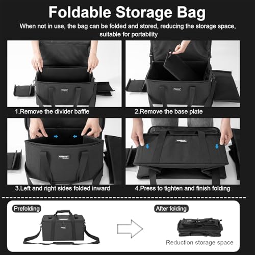 FOMITO AB-20B Foldable Camera Bag for DSLR/Gimbal/Drone 13.78 * 8.27 * 8 inch Shockproof Case Foam Compartments & Carry Handle (Medium) - Image 6