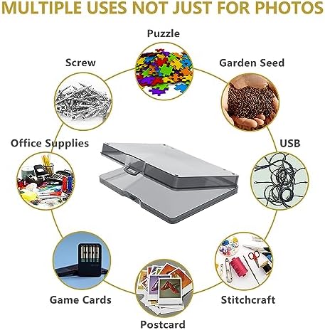 Photo Storage Box 5" x 7", 18 Inner Extra Large Photo Organizer Container, Plastic Craft Storage Box with Handle for Pictures Stickers Stamps Seeds - Image 3