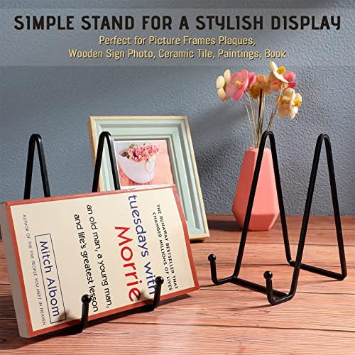 Mixweer Plate Stands for Display 18 Pack 6 Inch Plate Holder Display Stands Picture Frame Holder Metal Frame for Decorative Supplies, Book, Photo, Easel, Platter, Tabletop Art(Black) - Image 7