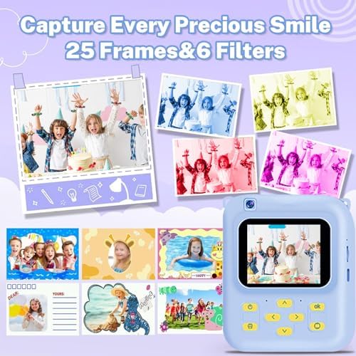 Instant Print Camera for Kids, 1080P Video Camera with 3 Print Rolls - Image 6