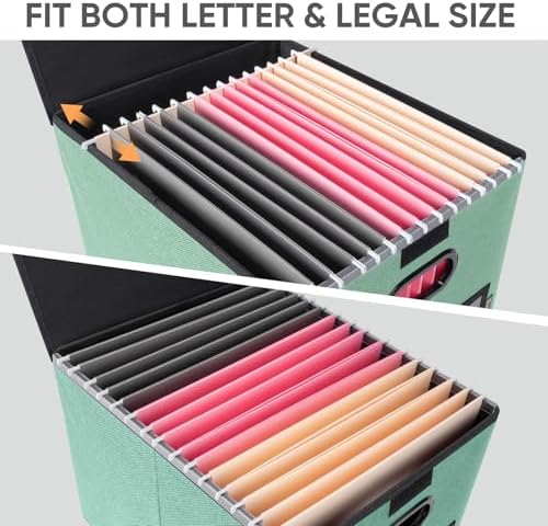 BALEINE File Organizer Box with Lid, Collapsible Hanging File Storage Box - Image 3