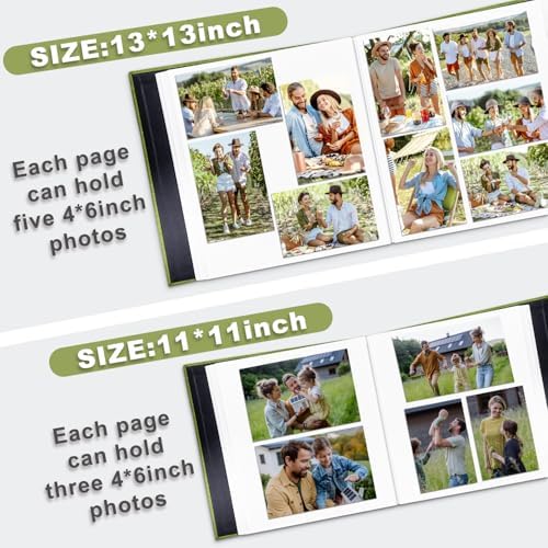 Large Photo Album Self Adhesive, DIY Scrapbook Album for 4x6 8x10 10x12 Pictures, 60 Pages Matcha Linen Cover Memory Book, Ideal Gift for Family Wedding Baby Christmas Anniversary - Image 5