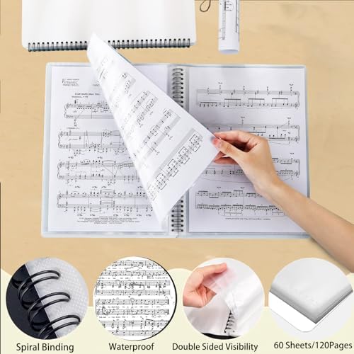 60 Pockets Portfolio Binder with Plastic Sleeves, Presentation Book Display 120 Pages File Folder for Artwork, Sheet Music, Document, Diamond Painting - Image 2