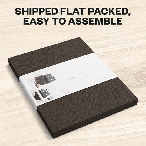 Bigso Katrin Collapsible Storage Box with Lid - Decorative Photo Storage Box with Label Holder for Easy Identification - Simple Assembly without Tools - W13.5 x D17.6 x H7.2 (inches) - Dark Brown - Image 2
