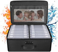 ENGPOW Fireproof Photo Storage Box 5" x 7" Photo Case(Clear),16 Inner Photo Keeper Organizer with Lock, Collapsible Portable Acid-Free Photo Storage Container with Handle for Picture, Valuables by ENGPOW