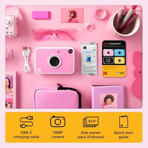 Kodak Printomatic+ Instant Print Digital Camera (Pink) 10MP Portable Camera with Interactive RGB LED Status Indicator, Prints Full-Color Photos on Zink 2x3” Sticky-Backed Photo Paper - Easy & Fun - Image 3