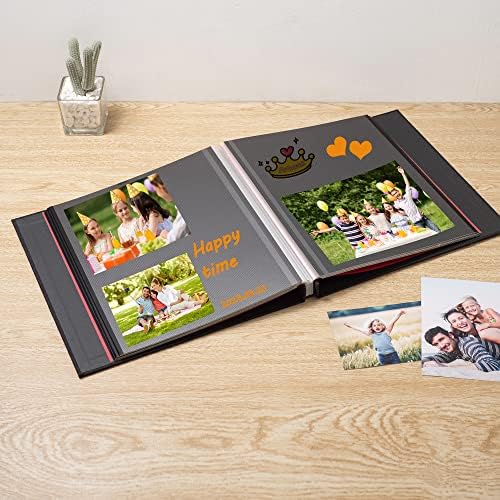 Photo Album Self Adhesive Scrapbook 3x5 4x6 5x7 6x8 Magnetic Album DIY Scrap Book 11x10.6 Inch 40 Black Sticky Pages Linen Cover DIY Photo Album(Black) - Image 2
