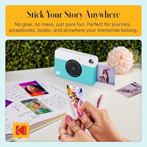 Kodak Printomatic Full-Color Instant Print Camera Starter Bundle + Carrying Case + Zink 20pk Photo Paper - Colorful Photos On 2x3 Sticky-Back Paper - Fun Gift for Birthday Christmas Holiday - Blue - Image 5