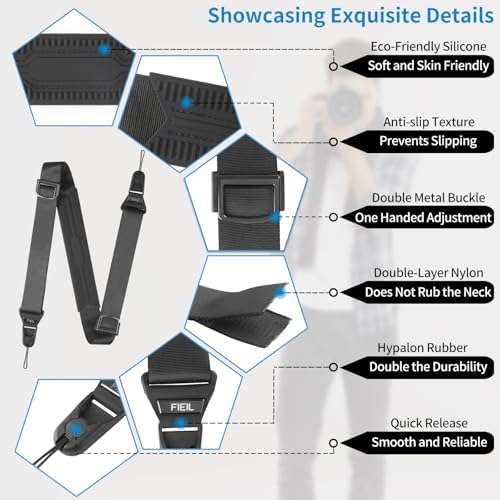 FIEIL Camera Strap with Quick Release Plate, Adjustable Camera Neck Strap, Comfort Camera Sling Strap, Quick Release buckles for/DSLR/SLR/Mirrorless Digital Cameras. - Image 2
