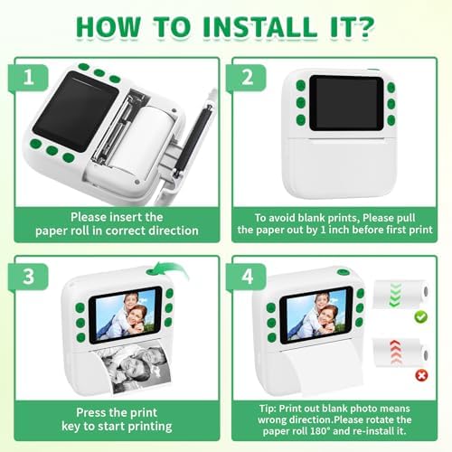 Instant Print Camera for Kids, Christmas Birthday Gifts for Girls Boys, 1080P Instant Digital Print Cameras for Toddler,Portable Toy for 4 5 6 7 8 9 10 Year Old Girl with 32GB SD Card，White - Image 7