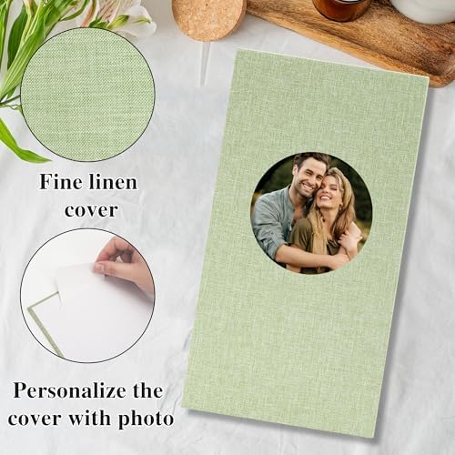 Vienrose Photo Album 4x6 Photos 300 Pockets Linen Cover Slip-in Photo Book with Round Window for Wedding, Vacation Memories, Personalized Picture Organizer, Green - Image 3