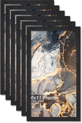 6x11 Picture Frame Set of 6 Black Engineered Wood Tabletop/Wall Hanging by Fxojyvo