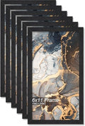 6x11 Picture Frame Set of 6 Black Engineered Wood Tabletop/Wall Hanging by Fxojyvo