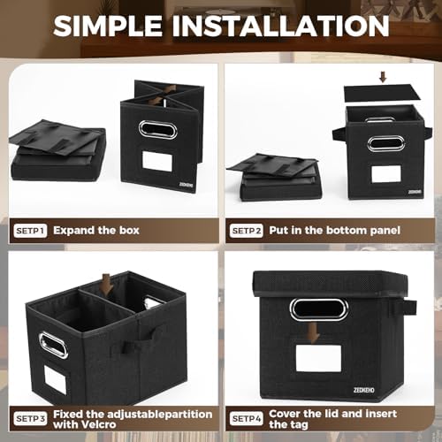 7-inch Vinyl Record Storage Box Set of 2 - Album Storage Holds 120+ Single Records, Decorative LP Storage Organizer Crate with Lid, Sturdy Moving Boxes for Vinyl, Easy to Carry and Organize Your Album - Image 5