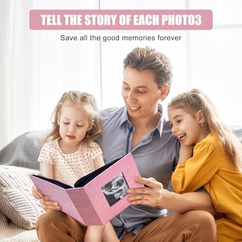Photo Album 4x6 with 200 Pockets, Slip-in Picture Albums, Linen Cover Memory Book with Front Window, Black Page Vertical Photo Book for Wedding, Family, Anniversary, Baby, Vacation(Pink) - Image 5