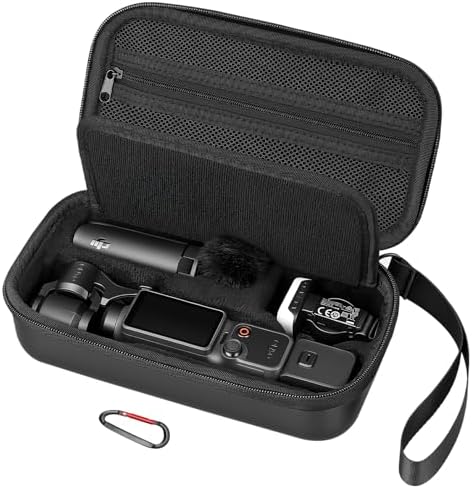 AMAZEAR Portable Carry Case for DJI OSMO Pocket 4 / Xtra Muse, Pocket4 Accessories Hard Shell Bag for Protection, Storage, Organizer, with Shoulder Strap, Black by YourProPhotoGear