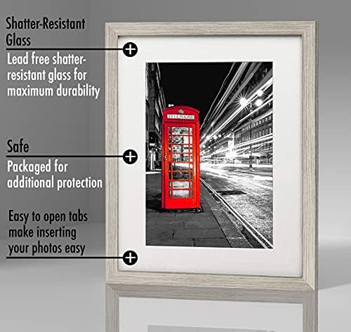 Americanflat 11x14 Picture Frame with Shatter-Resistant Glass - Use as 8x10 Frame with Mat or Display 11x14 Photo Without Mat - Signature Collection - Picture Frames for Wall Display - Driftwood - Image 7