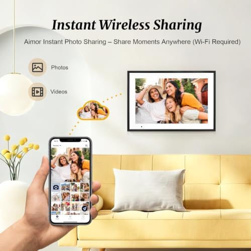 Digital Picture Frame 10.1 Inch Digital Photo Frame 32GB Storage, WiFi Picture Frame with1280x800 IPS Touch Screen, Auto-Rotate Photo Frame Share Your Photos and Videos via AiMOR App, Black - Image 3