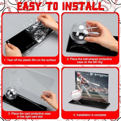 DoubleFill Acrylic Display Case Ball Cards,Black,Extra Large,Baseball - Image 5