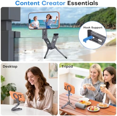 OMOTON TP03 [Ultra-Slim] 360° Rotating for MagSafe Tripod with Hook, Gray - Image 3