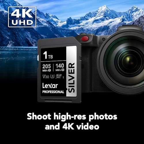 Lexar 1TB Silver SD Memory Card, 205MB/s Read, 4K, V30, U3, UHS-I - Image 3
