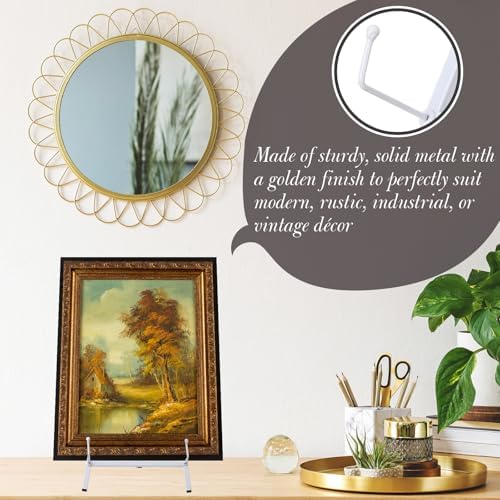 Leinuosen 1 Pcs Metal Easel Stand 16.5" H x 8.7" W x 4.3" D Table Top Easel Stand for Display Tripod Art Picture Mirror Modern Plate Holder for Display Book Photo Wedding Sign (White) - Image 5