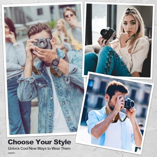 Universal Camera Strap - Camera Neck Strap, Adjustable Shoulder Straps Compatible with Canon, Fujifilm, Nikon, Olympus, Panasonic and other SLR and mirrorless cameras - Khaki and Black Stripes - Image 3