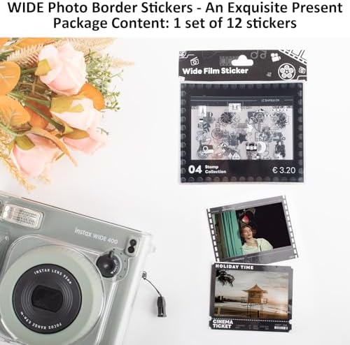 12pcs Fuji WIDE 400 Instant Camera Film Border Stickers, Decorative Photo Sticker Compatible for Fujifilm Instax Wide EVO/300/210 Instant Camera Film - Retro Series - Image 6