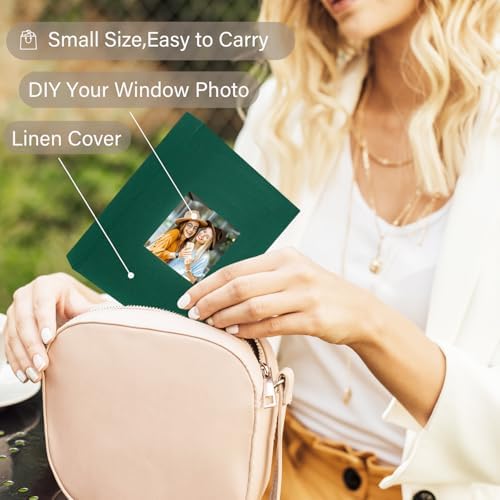 Artmag Mini Photo Album 4x6 50 Pockets 2 Pack, Linen Cover with Front Window Album Each Holds 52 Vertical Photos for Family Wedding Baby Children (Dark Green) - Image 6