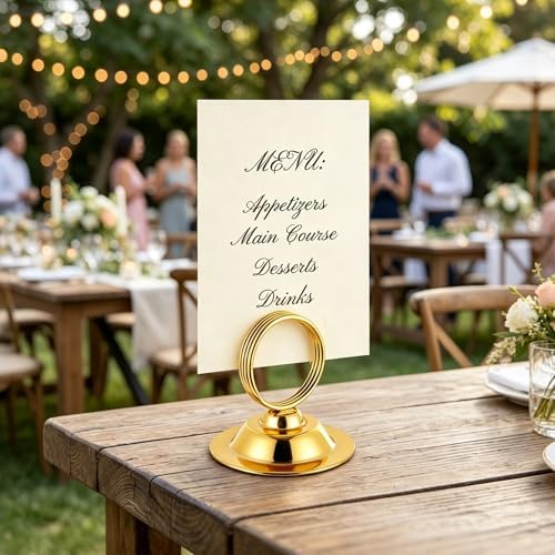 Urban Deco 16 PK Table Card Holder Place Card Holders Steel Card Holders for Photos, Food Signs, Memo Notes, Weddings, Restaurants, Birthday（Gold） - Image 6