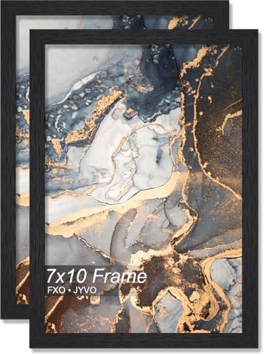 7x10 Picture Frame Set of 2 Black Engineered Wood Tabletop/Wall Hanging by Fxojyvo