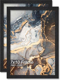 7x10 Picture Frame Set of 2 Black Engineered Wood Tabletop/Wall Hanging by Fxojyvo
