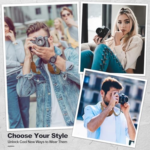 Universal Camera Strap - Camera Neck Strap, Adjustable Shoulder Straps Compatible with Canon, Fujifilm, Nikon, Olympus, Panasonic and other SLR and mirrorless cameras - Khaki and Brown - Image 3