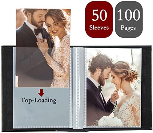 Photo Album 8x10 Clear Pages Pockets Leathe Cover Slip Slide in Photo Album Holds 100 Vertical 8x10 Photos Picture Book for Wedding Family (Purple) - Image 2