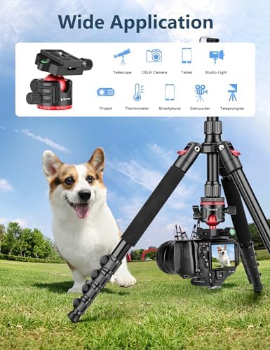 78" Porfessional Tripod for Camera & Phone, Victiv Aluminum Tripod Monopod - Image 3