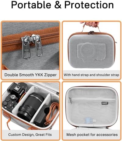 RAIACE Hard Case Compatible with Sony Alpha 7 II III IV/7R V Camera, for Nikon, for Canon, for Pentax and More. Mesh Pocket for Charger, Cables, Cards and Accessories. (case only) (Gray) - Image 3