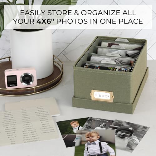 Decorative Photo Storage Box - Sturdy Linen Organizer Holds 850 4x6 Photos - Image 2