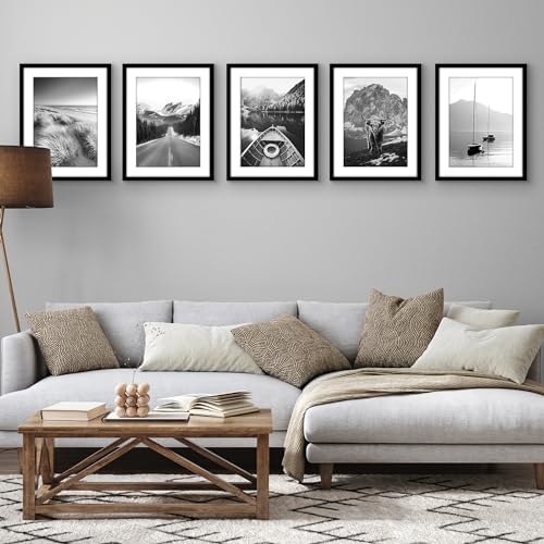 Americanflat 13x17 Picture Frame 5-Pack - Matted to 10x14 - Black - Image 5