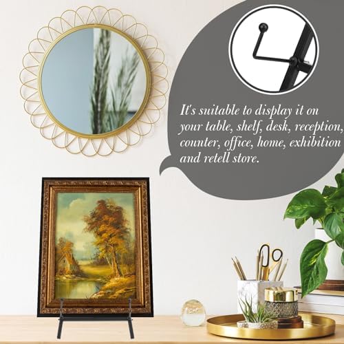 Leinuosen 1 Pcs Metal Easel Stand 16.5" H x 8.7" W x 4.3" D Table Top Easel Stand for Display Tripod Art Picture Mirror Modern Plate Holder for Display Book Photo Wedding Sign (Black) - Image 4