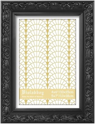 VIOLABBEY 5x7 Picture Frame Black, Ornate Vintage Photo Frame by violabbey